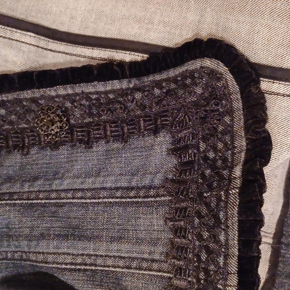 Denim Lace & Velvet Trimmed Fitted Jacket. - Picture 9 of 11